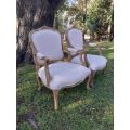 A Pair of 19th Century Circa 1900 French Beechwood Armchairs in a Contemporary Bleached Finish an...