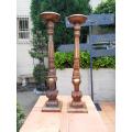 A Pair Of Gilded Wooden Candle Holders