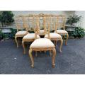A Set Of  Six  1950s French Carved Oak Dining Chairs