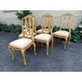 A Set Of  Six  1950s French Carved Oak Dining Chairs