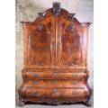 A Rare 18th Century Walnut Armoire With Carved Detail And Original Hardware And Locks