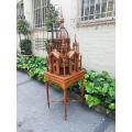Italian Chippendale Cathedral Style Mahogany Architectural Birdcage Circa 1950's