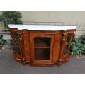 A 19th Century English Burr Walnut And Marquetry Bow Front Credenza / Sideboard With Original Car...