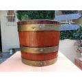 A 20th Century Teak Water Bucket with Brand Bands and Iron HandleND