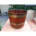 A 20th Century Teak Water Bucket with Brand Bands and Iron HandleND