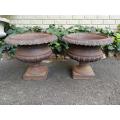 A Pair Of 20th Century French Cast Iron Urns