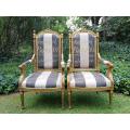 A Pair of French Style Armchairs Imported from Canonbury Antiques in England and Upholstered in a...