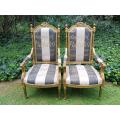 A Pair of French Style Armchairs Imported from Canonbury Antiques in England and Upholstered in a...