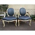 A 20th Century Pair Of French Louis XIV Style White Oak Armchairs In A Contemporary Bleached Fini...