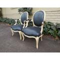 A 20th Century Pair Of French Louis XIV Style White Oak Armchairs In A Contemporary Bleached Fini...