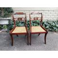 A 19th Century Circa 1820 Pair of Regency Brass Inlaid Mahogany Side Chairs