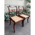 A 19th Century Circa 1820 Pair of Regency Brass Inlaid Mahogany Side Chairs