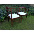 An Early 20th Century Circa 1905 Pair of Edwardian Inlaid Mahogany Chairs Upholstered in Leather