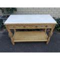 An Antique Victorian Ornately Carved Oak Drinks Table/Entrance Table/Server with Marble Top and i...