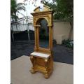 A French Style Carved and Painted Wood Console Table with Mirror