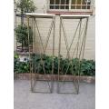 A Pair of Antique Gold Decorative Large Size Wrought Iron Plinths with Marble Tops Custom-Made fo...