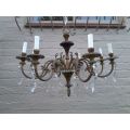 A 20th Century French Style Brass and Hand Gilded Crystal Chandelier