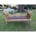 A French Style Carved Gilded Rattan Settee / Chaise