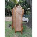 A 2Oth Century French Rococo Style Ornately Carved and Gilded Rattan Screen