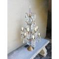 French Style Gallery Brass and Crystal Table Lamp in a Gold Finish (Large)