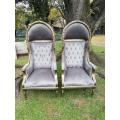 A Pair Of French Style Carved And Gilded Wooden Dome/Canopy Chairs (Dome Modelled On The Famous L...