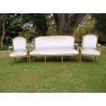A French Style Giltwood Ornate 3 Piece Longue Suite On Fluted Feet