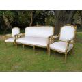 A French Style Giltwood Ornate 3 Piece Longue Suite On Fluted Feet
