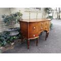 A 19th Century Mahogany Bow Fronted Sideboard / Server With Brass Gallery And Handles
