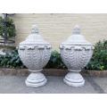 Pair Of Large Concrete Urns With Lids