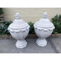 Pair Of Large Concrete Urns With Lids