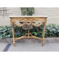 A 20th Century French Style Hand-Gilded Console Table with Marble Top ND