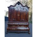 An 18th Century Circa 1770 Dutch Mahogany Armoire / Cabinet With The Original Glit Brass Rococo H...
