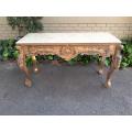 A 20th Century Ornately Carved Server/ Console/Entrance Hall Table with a Marble Top