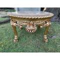 A 20TH Century French Style Carved and Hand Gilded Side Table with Marble Top