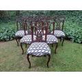 A 20th Century French Set Of Six Chippendale Style Carved Mahogany Dining Chairs