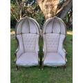 A Pair of French Style Carved and Gilded Wooden Dome / Canopy Chairs (Dome Modelled on The Famous...