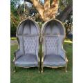 A Pair of French Style Carved and Gilded Wooden Dome / Canopy Chairs (Dome Modelled on The Famous...