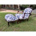 A 20th Century French Style Carved And Hand-Gilded Arm Chair With Foot-Rest