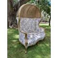French Style Carved And Gilded Rattan & Wood Dome / Canopy Settee (Dome Modelled On The Famous Lo...