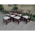 A Victorian Circa 1860 Set Of Eight Mahogany Chippendale Style Dining Chairs With A Pair Of Carvers
