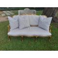 A 20th Century French Louis Xv Style Hand Gilded With Gold Leaf Settee