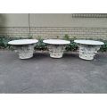 A 20th Century Set of Three Concrete Bases with Marble Tops for use as Coffee / Side / Display Ta...