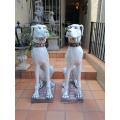 An Early 20th Century Pair Of Italian Porcelain Decorative Dogs On Clay Bases