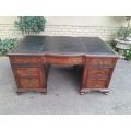 A 20th Century Large Mahogany Partners Pedestal Desk With Green Leather Top And Drawers On Bracke...