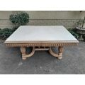 A 20th Century Heavily Carved Mahogany Dining  / Entrance Table In A Bleached Contemporary Finish