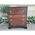 An Antique George III Provincial Oak Chest Of Drawers On Bracket Feet