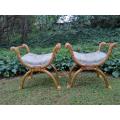 A Pair of French Louis XVI Style Hand Gilded Mahogany Occasional Chairs