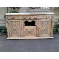 An Early 20th Century Heavily Carved Oak Sideboard / Buffet / Drinks Table With Two Drawers And T...