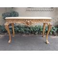 An Ornately Carved and Hand Gilded Console / Drinks Table with Marble Top