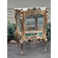 A 20th Century Ornate French Style Carved & Gilded Display Cabinet / Vitrine with Marble Top